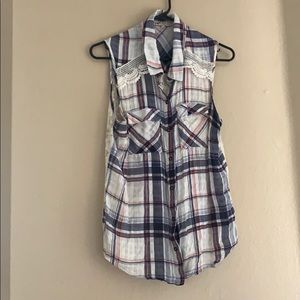 Plaid lace tank